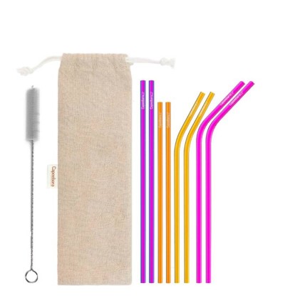 Pack de 8 pailles en inox