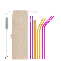 Pack de 8 pailles en inox