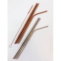 Packung mit 3 Trinkhalmen aus rostfreiem Stahl + Bürste