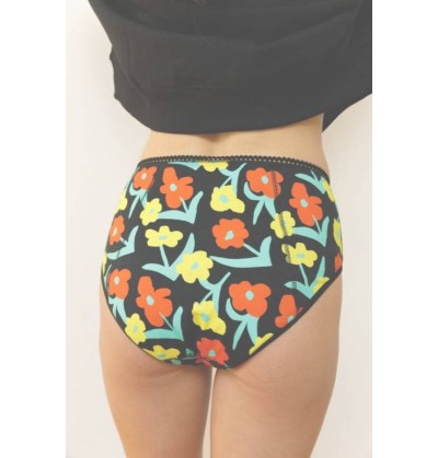 Culotte menstruelle taille haute "Lorea Black"