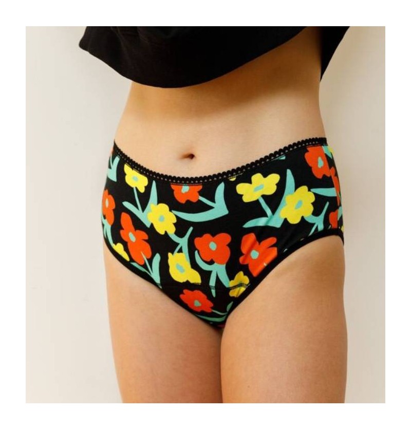 Culotte menstruelle taille haute "Lorea Black"