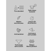 Culotte menstruelle one size qui s'adapte de 10 à 16 ans